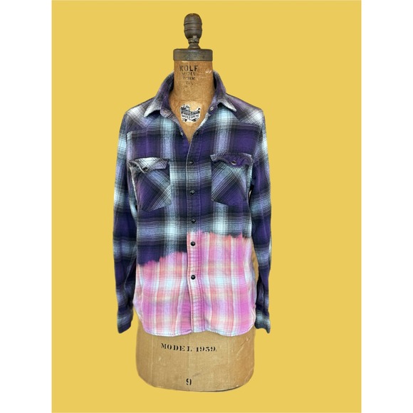 Upcycled/Reworked Flannel Shirt| Butterfly Vintage Patchwork| Cottage Core| XS - Picture 7 of 7